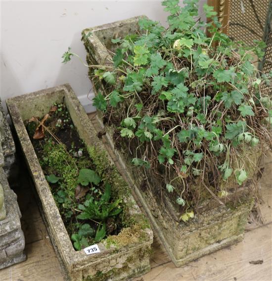 A set of three reconstituted stone garden planters, W.62cm